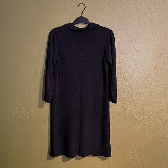 Max Studio Charcoal Gray Knit Polo Collar Shift Dress – Size M - Picture 2 of 4